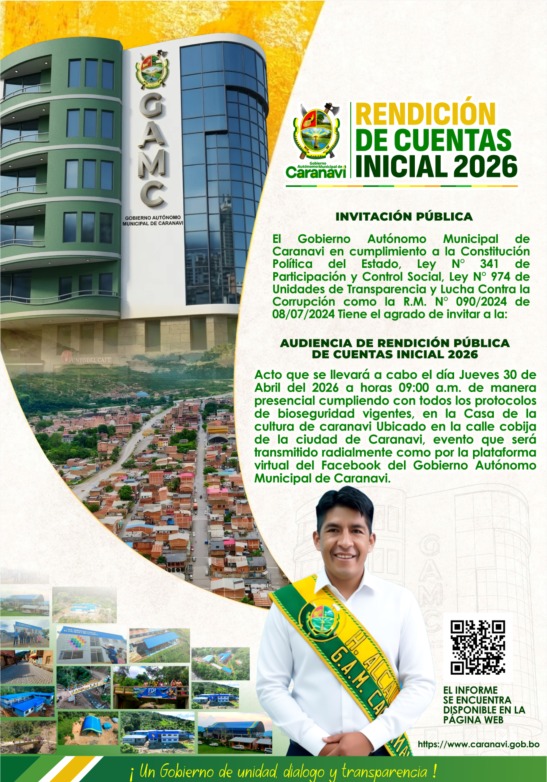 Informe de Rendición Pública de Cuentas Inicial 2026 – GAM Caranavi